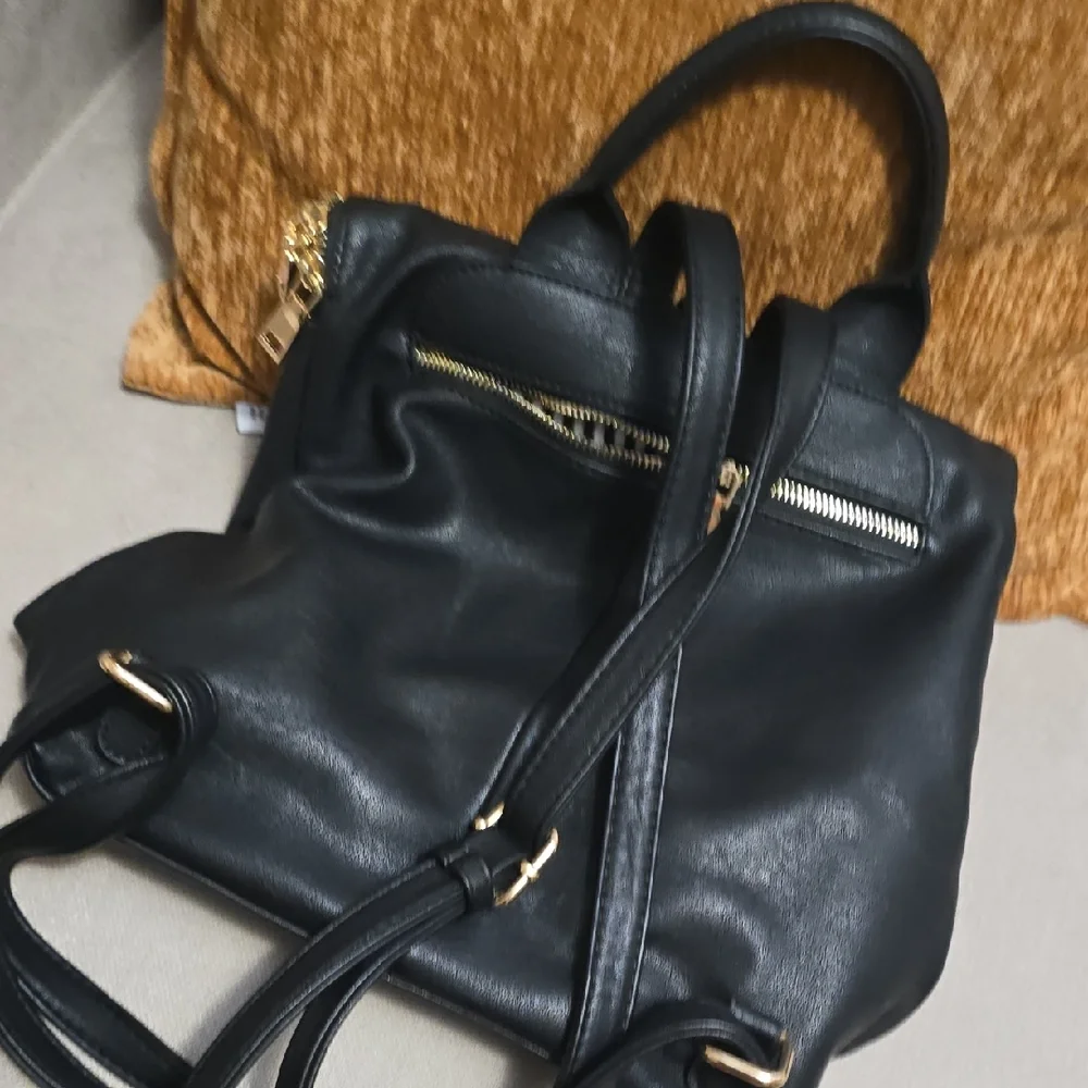 Black Leather Backpack with Tassel - Picture 8 of 14